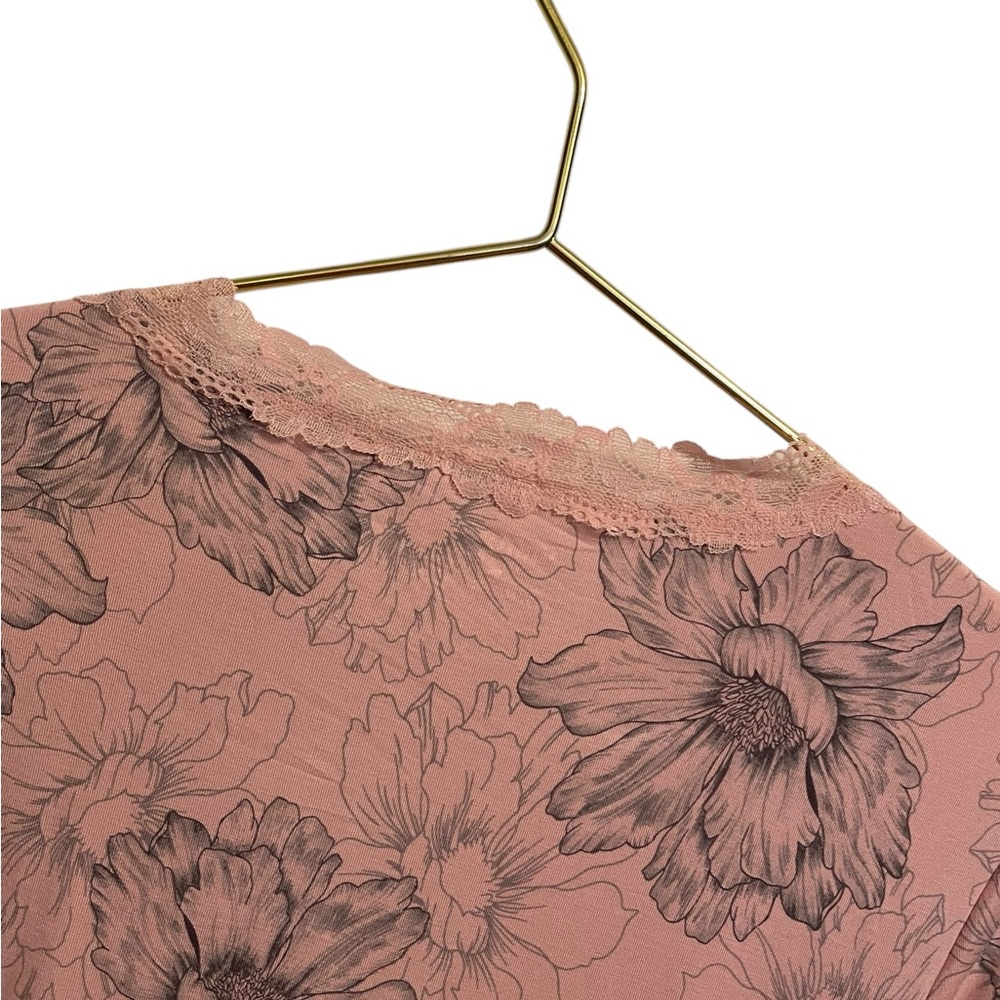 Victoria's Secret Pink Floral Lace Trim Short Robe XS/S Loungewear Wrap - Picture 6 of 6